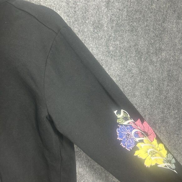 Adidas Black Hoodie Sweatshirt Grow Through What You Go Through Floral Sleeves L - Picture 5 of 16